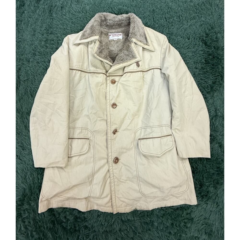 RARE McGREGOR Cold Weather Sportswear Mens 42 Cream | Brown Farm Coat Jacket